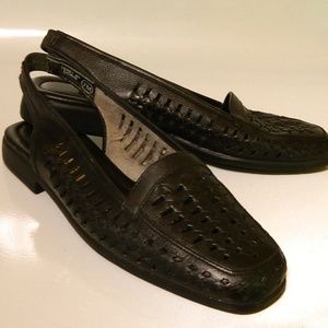 G. WIZ Flats Slingback Shoes Leather Black Sz 7M